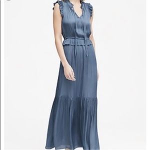 Banana Republic Women's Blue Soft Satin Maxi Dress